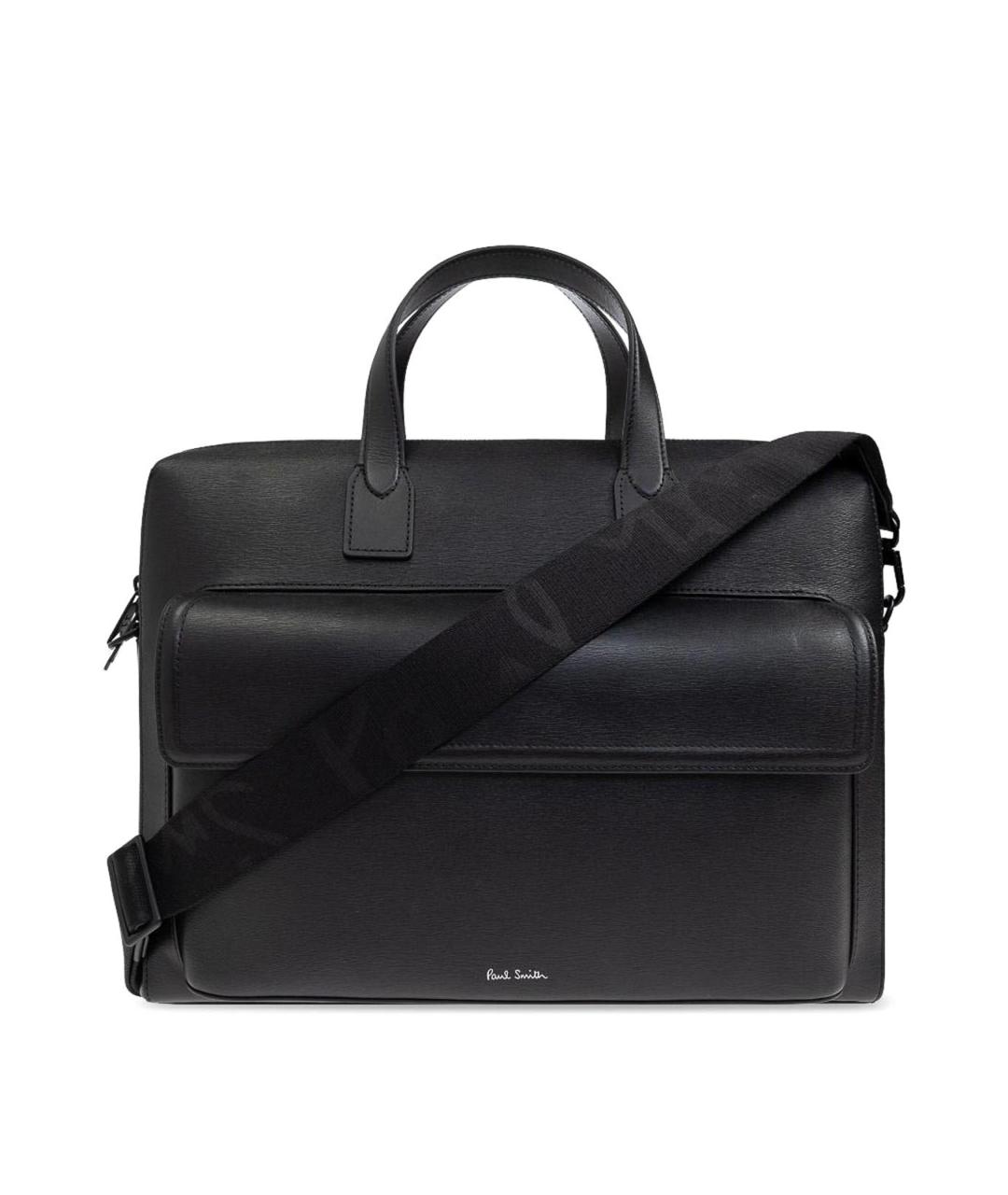 PAUL SMITH Черный кожаный портфель, фото 1