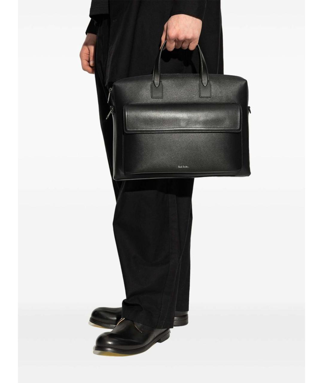 PAUL SMITH Черный кожаный портфель, фото 4