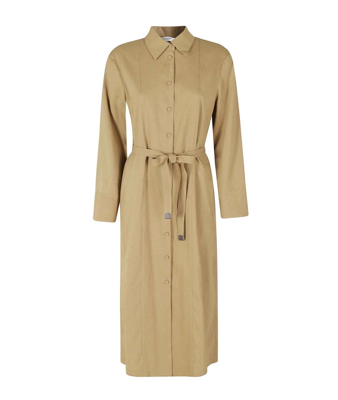 MAX MARA Бежевое льняное платье, фото 1
