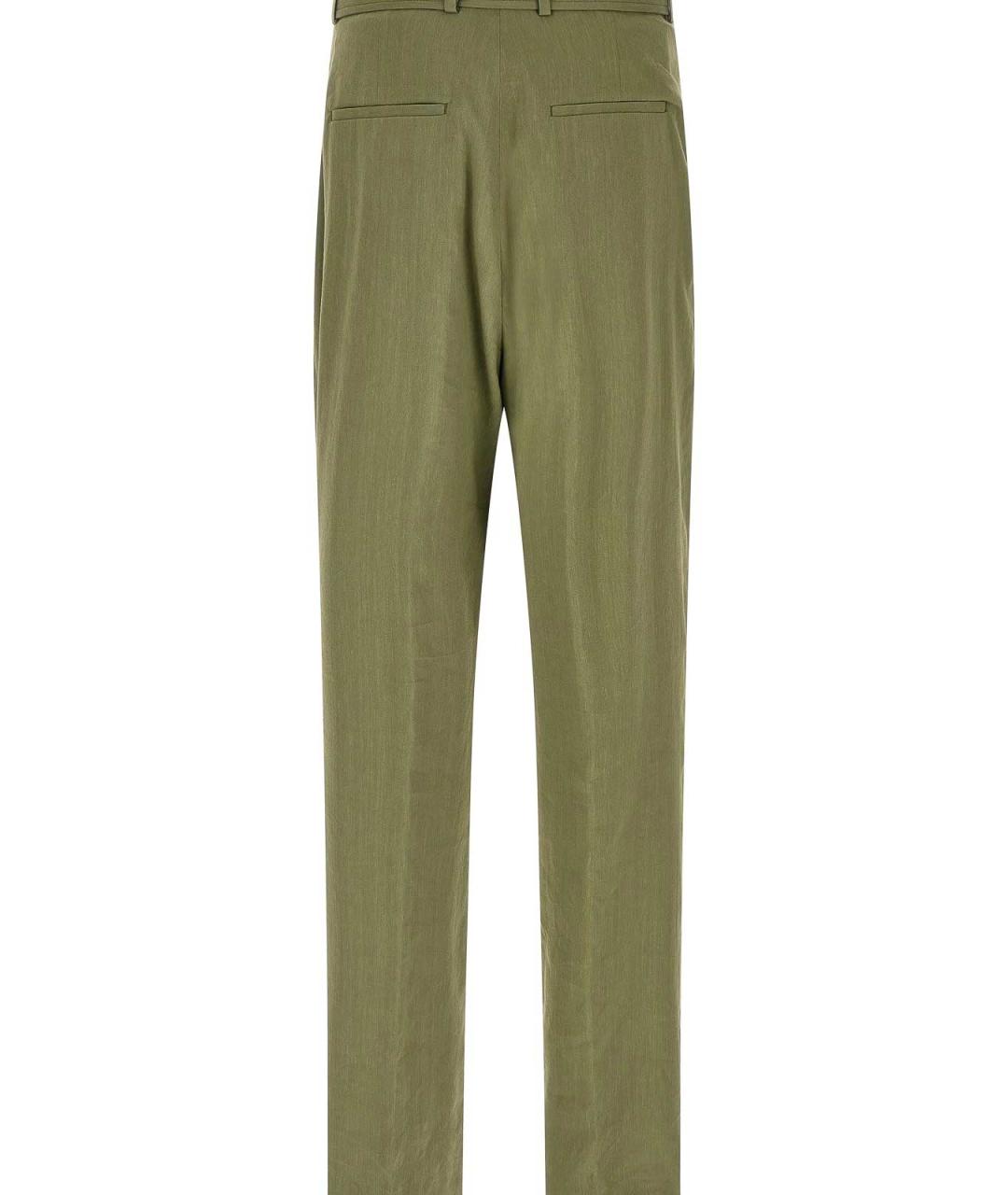 DRIES VAN NOTEN Зеленые хлопко-льняные прямые джинсы, фото 2