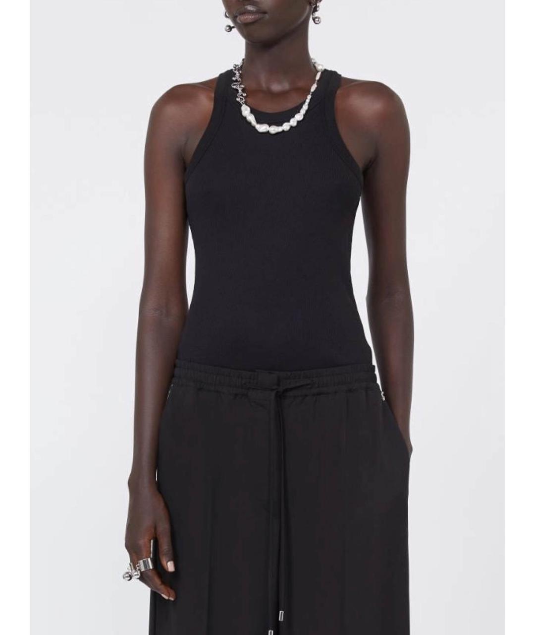 SPORTMAX Черная хлопковая майка, фото 2