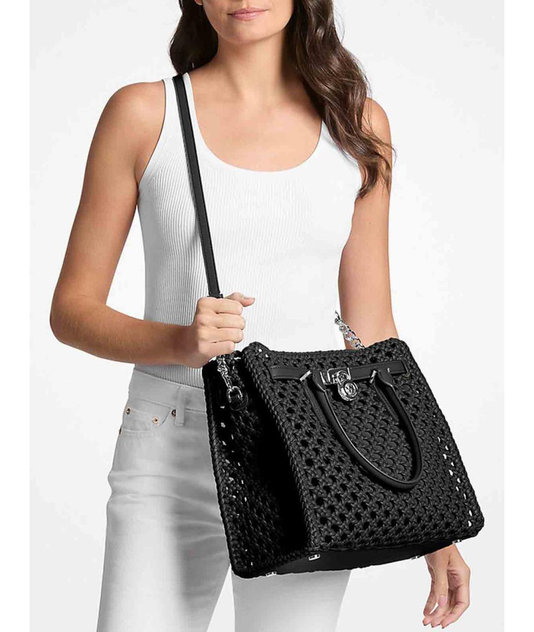 MICHAEL KORS Черная тканевая сумка тоут, фото 2