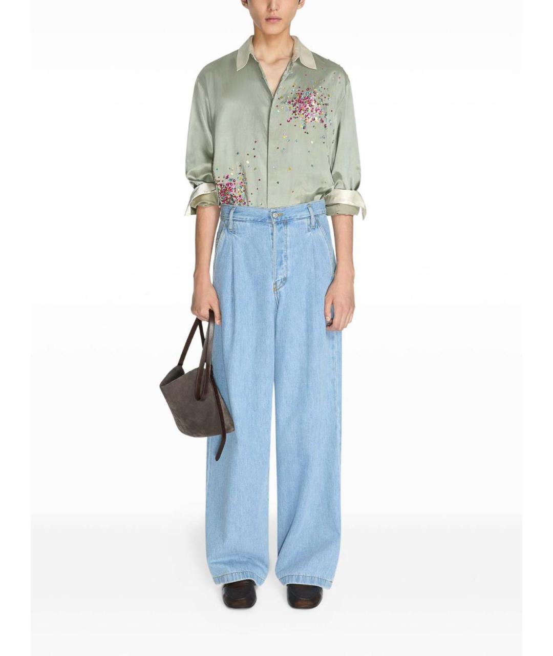 DRIES VAN NOTEN Голубые хлопковые прямые джинсы, фото 4