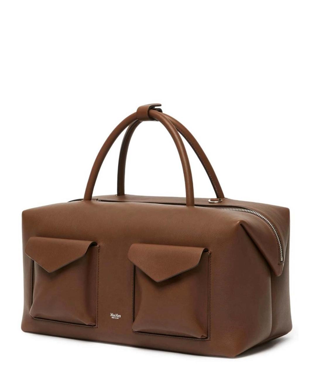 MAX MARA Коричневая кожаная сумка с короткими ручками, фото 2