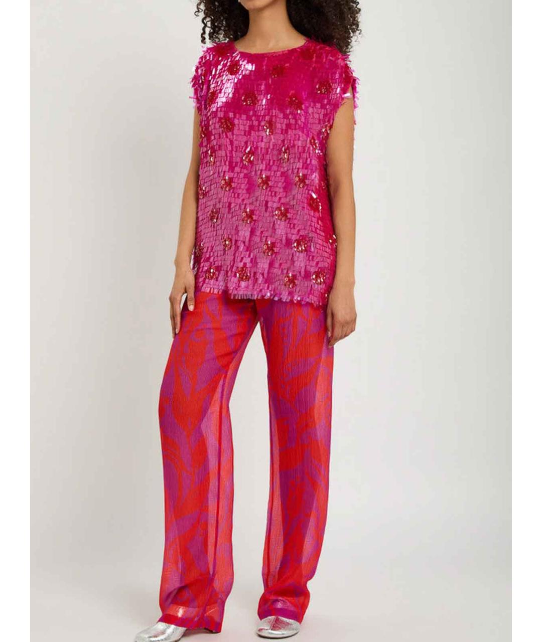DRIES VAN NOTEN Фуксия шелковая майка, фото 3