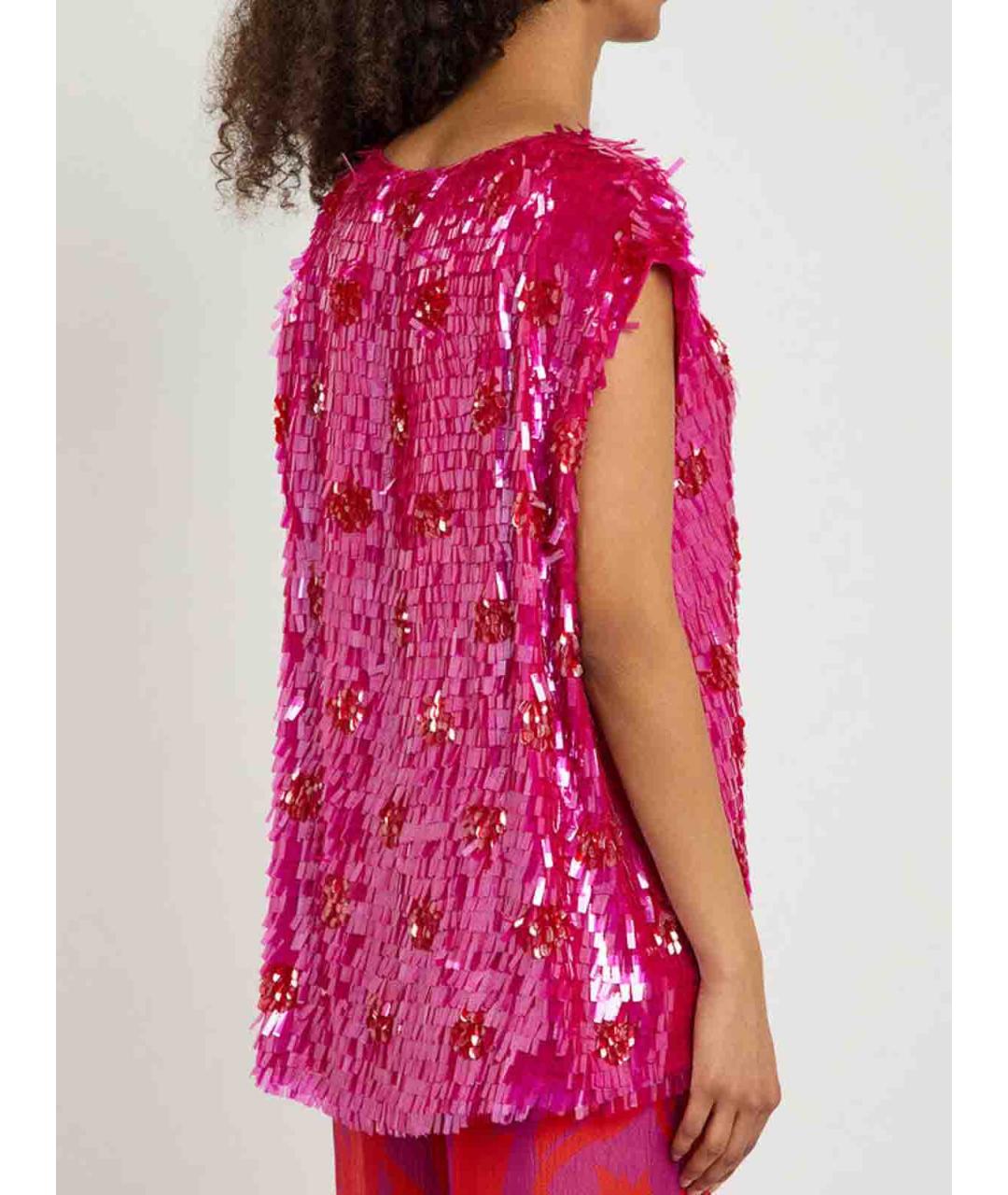 DRIES VAN NOTEN Фуксия шелковая майка, фото 5