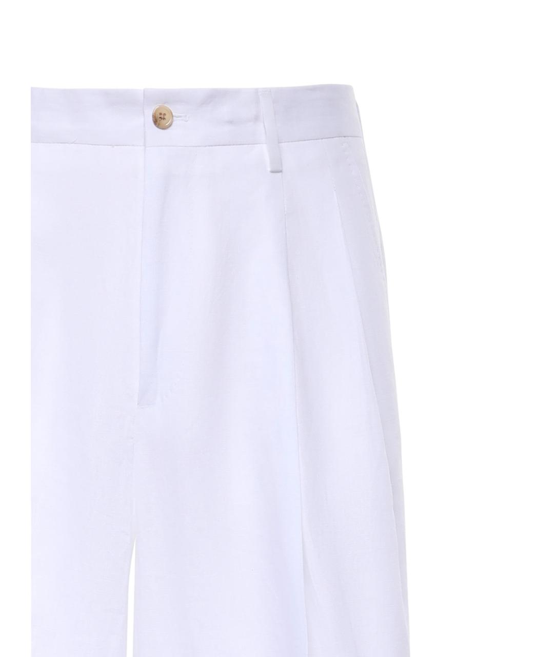 DOLCE&GABBANA Белые льняные повседневные брюки, фото 3