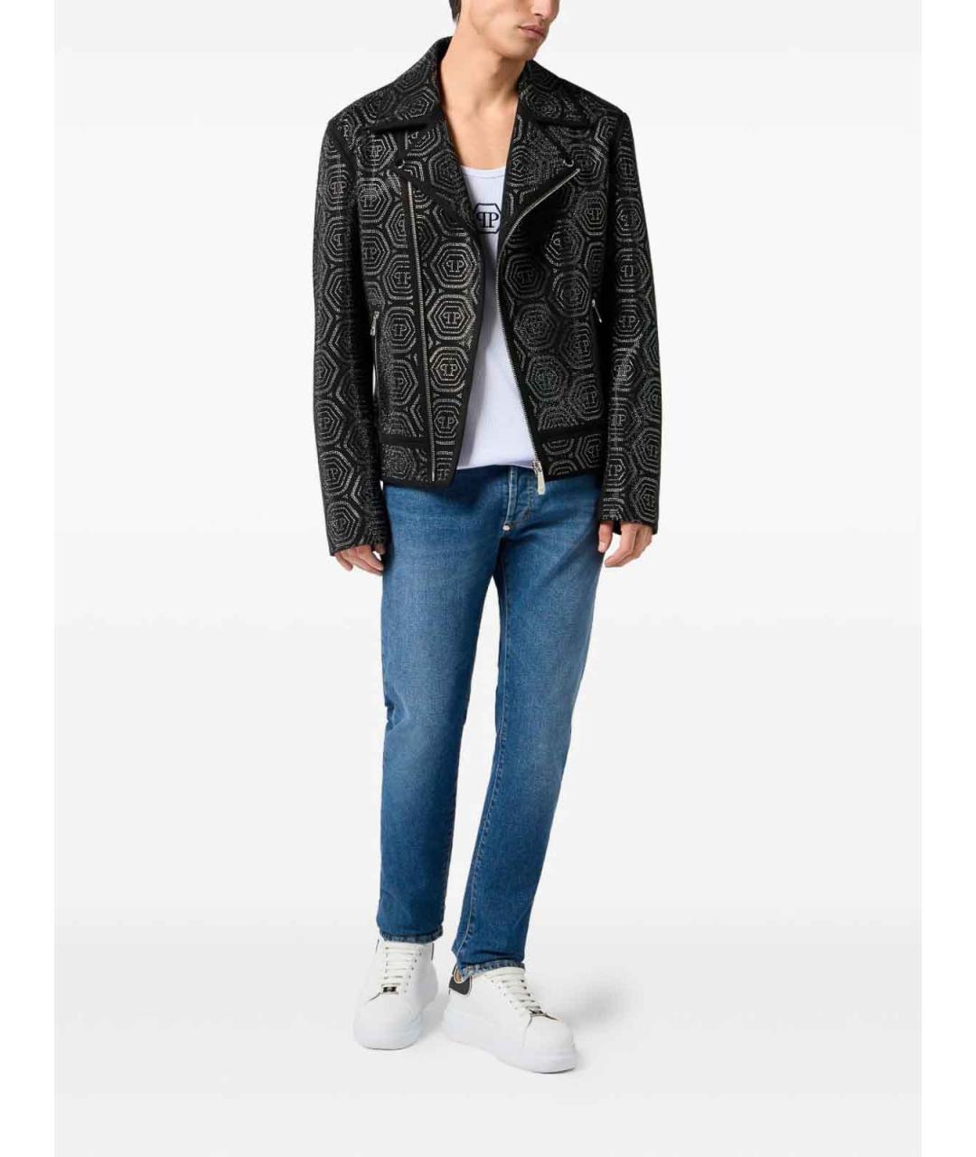 PHILIPP PLEIN Синие хлопковые прямые джинсы, фото 2