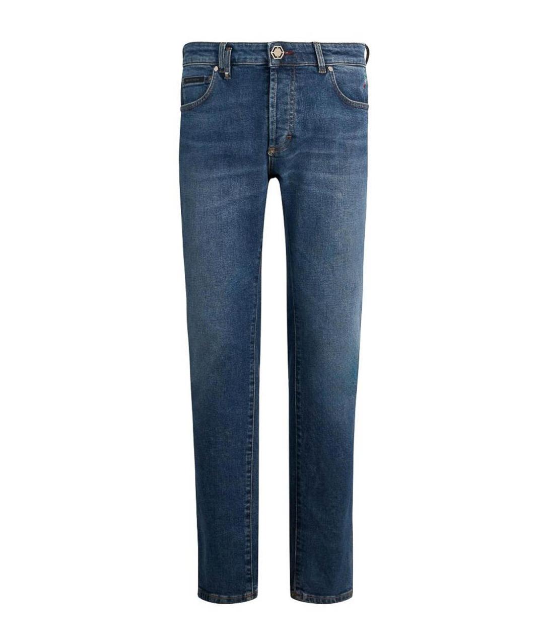 PHILIPP PLEIN Синие хлопковые прямые джинсы, фото 1