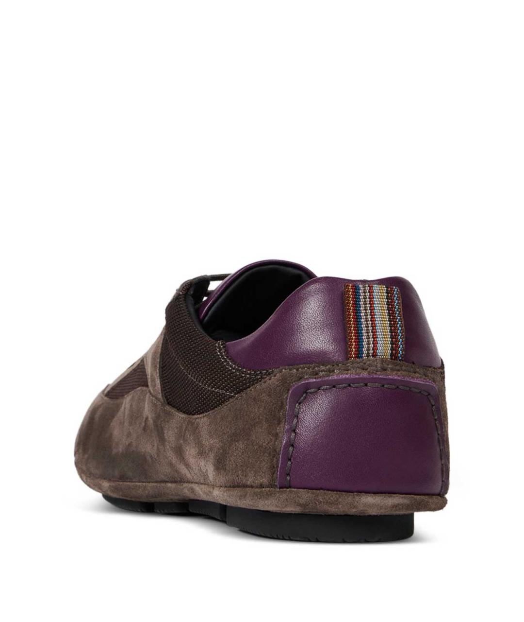 PAUL SMITH Коричневые замшевые низкие кроссовки / кеды, фото 5