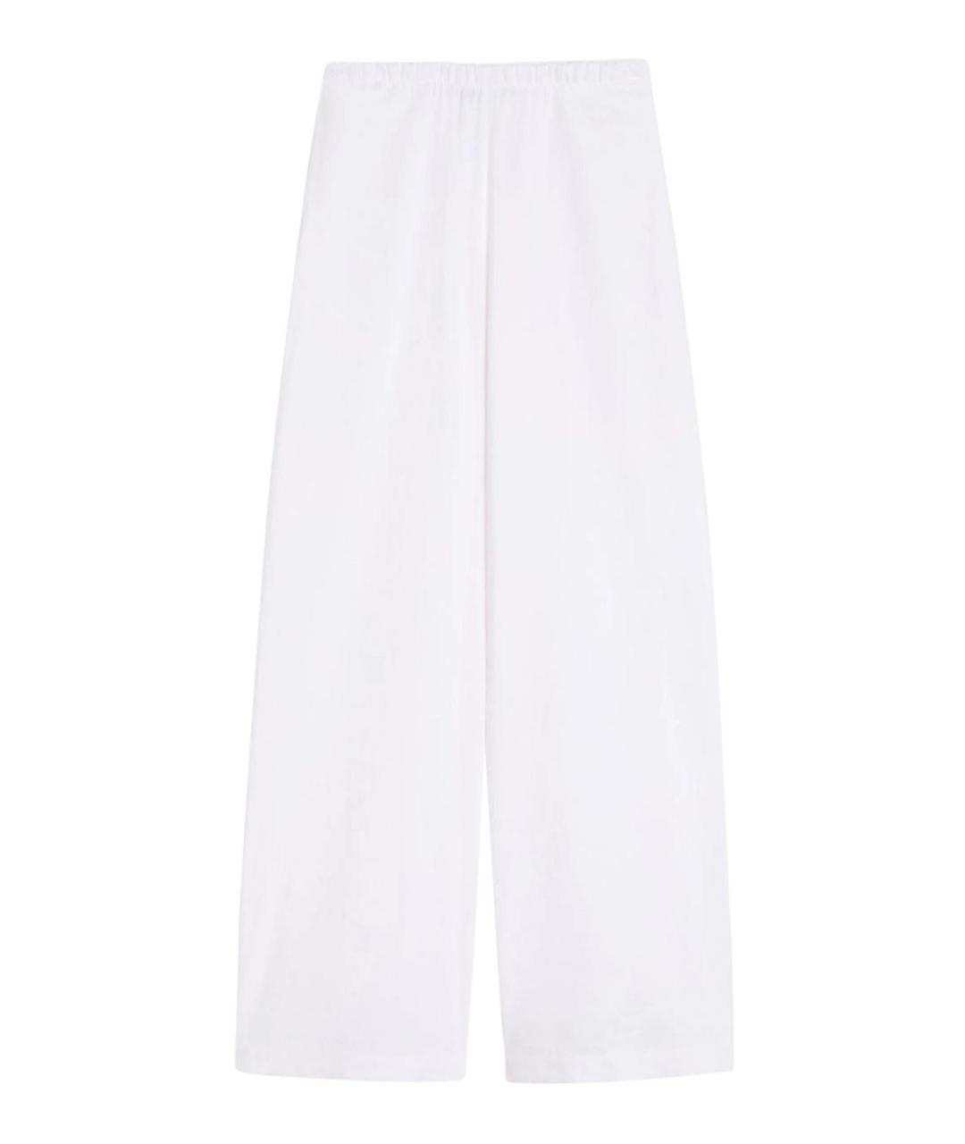 MAX MARA Белые льняные брюки широкие, фото 1