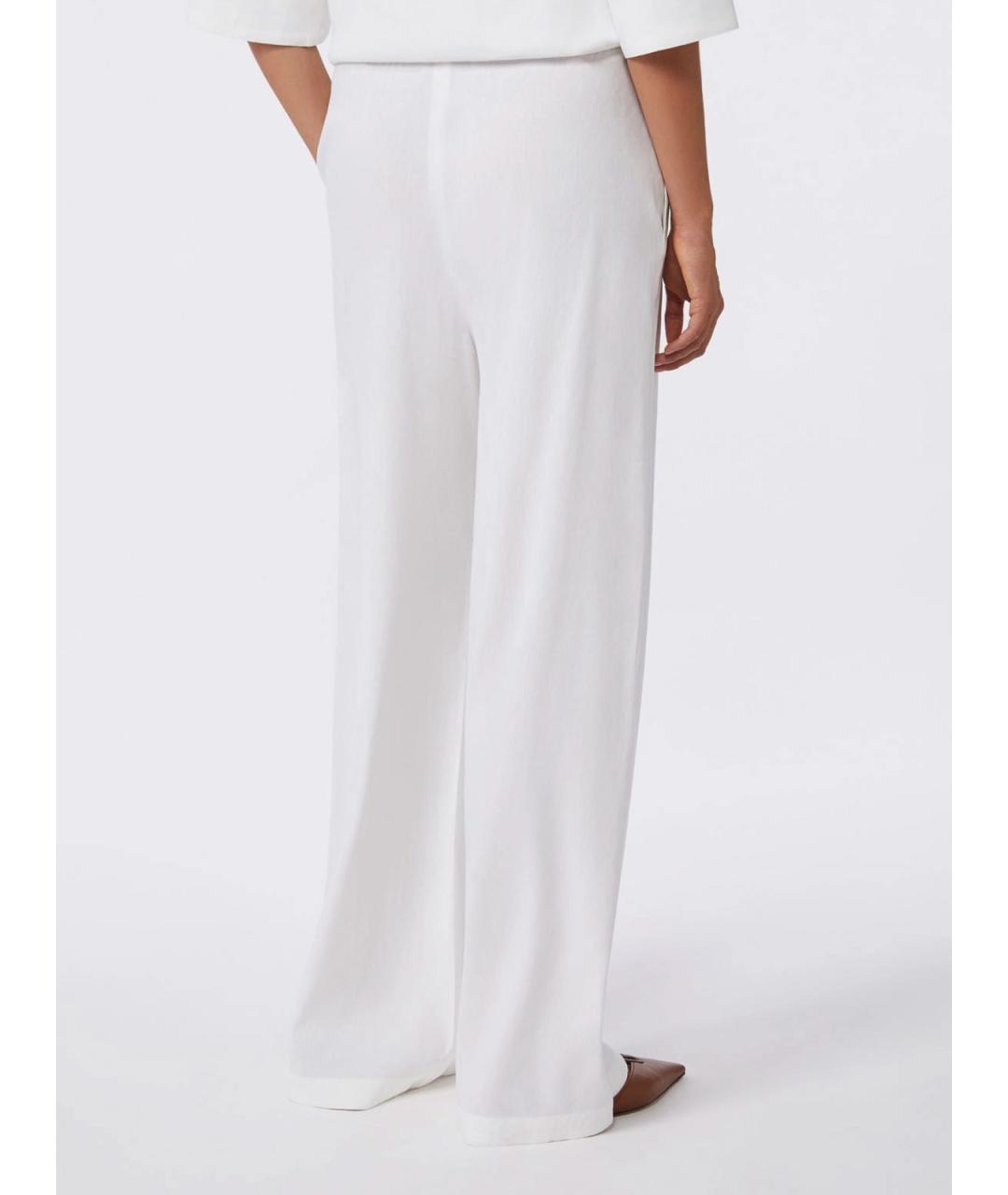 MAX MARA Белые льняные брюки широкие, фото 3