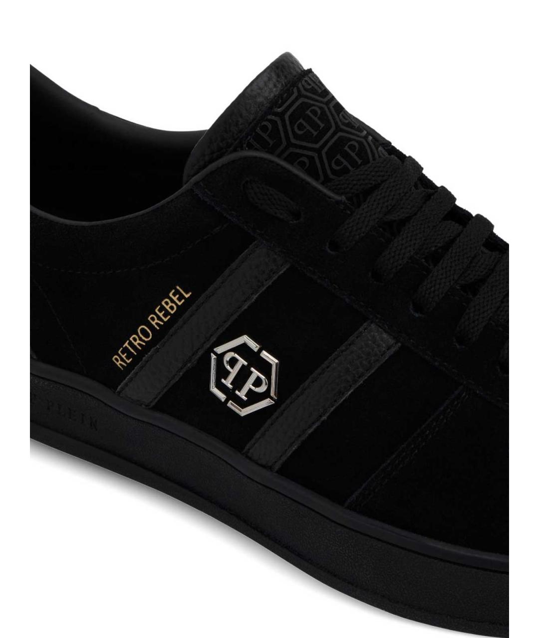 PHILIPP PLEIN Черные замшевые низкие кроссовки / кеды, фото 4