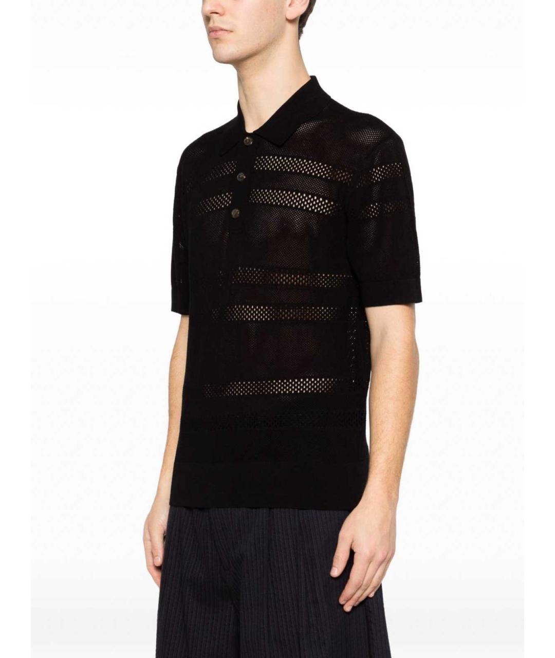 DRIES VAN NOTEN Черное вискозное поло с коротким рукавом, фото 4