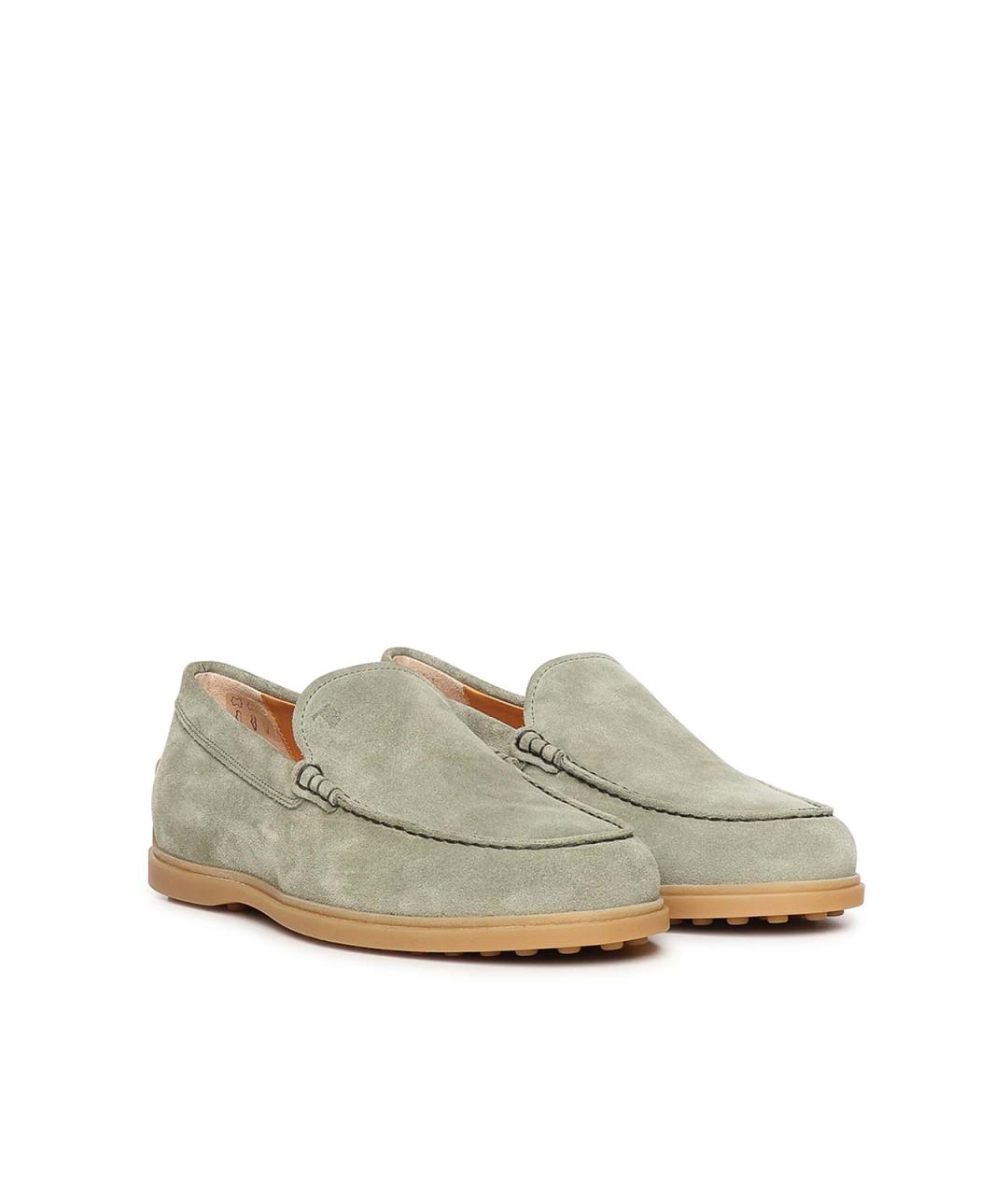 TOD'S Зеленые замшевые лоферы, фото 4