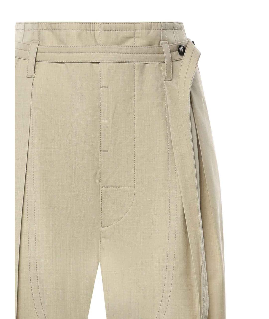 BOTTEGA VENETA Бежевые хлопковые прямые брюки, фото 3
