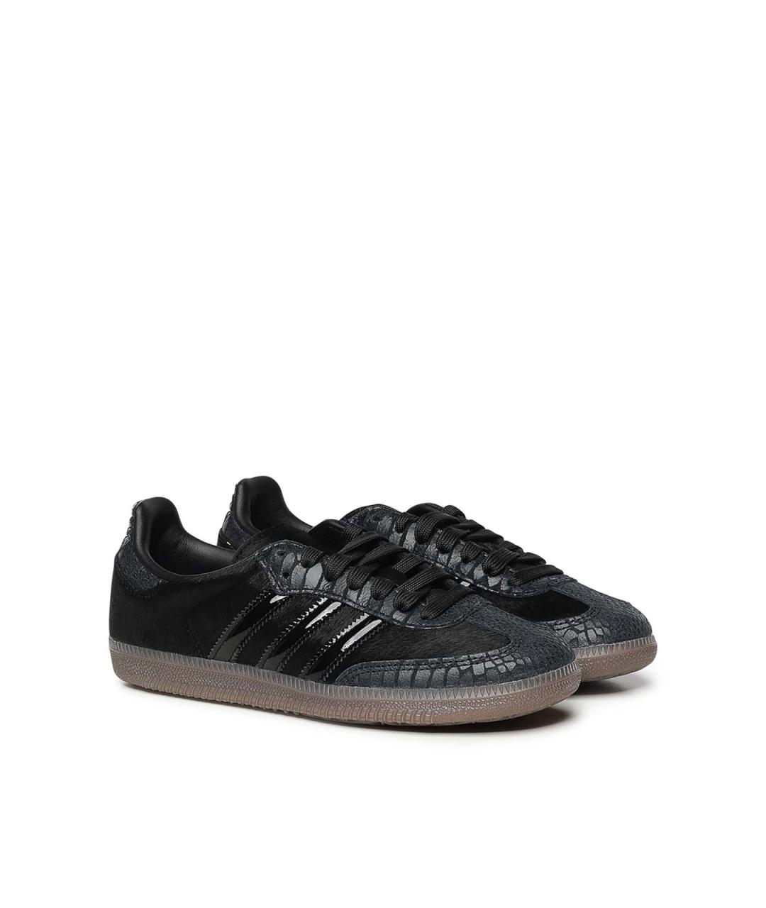 ADIDAS Черные кожаные кроссовки, фото 4