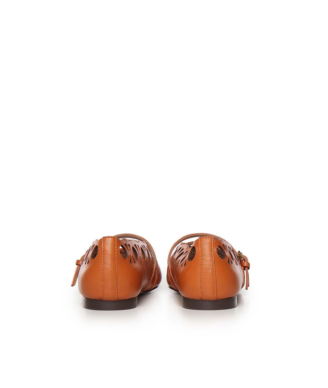 COCCINELLE Оранжевые кожаные балетки, фото 3