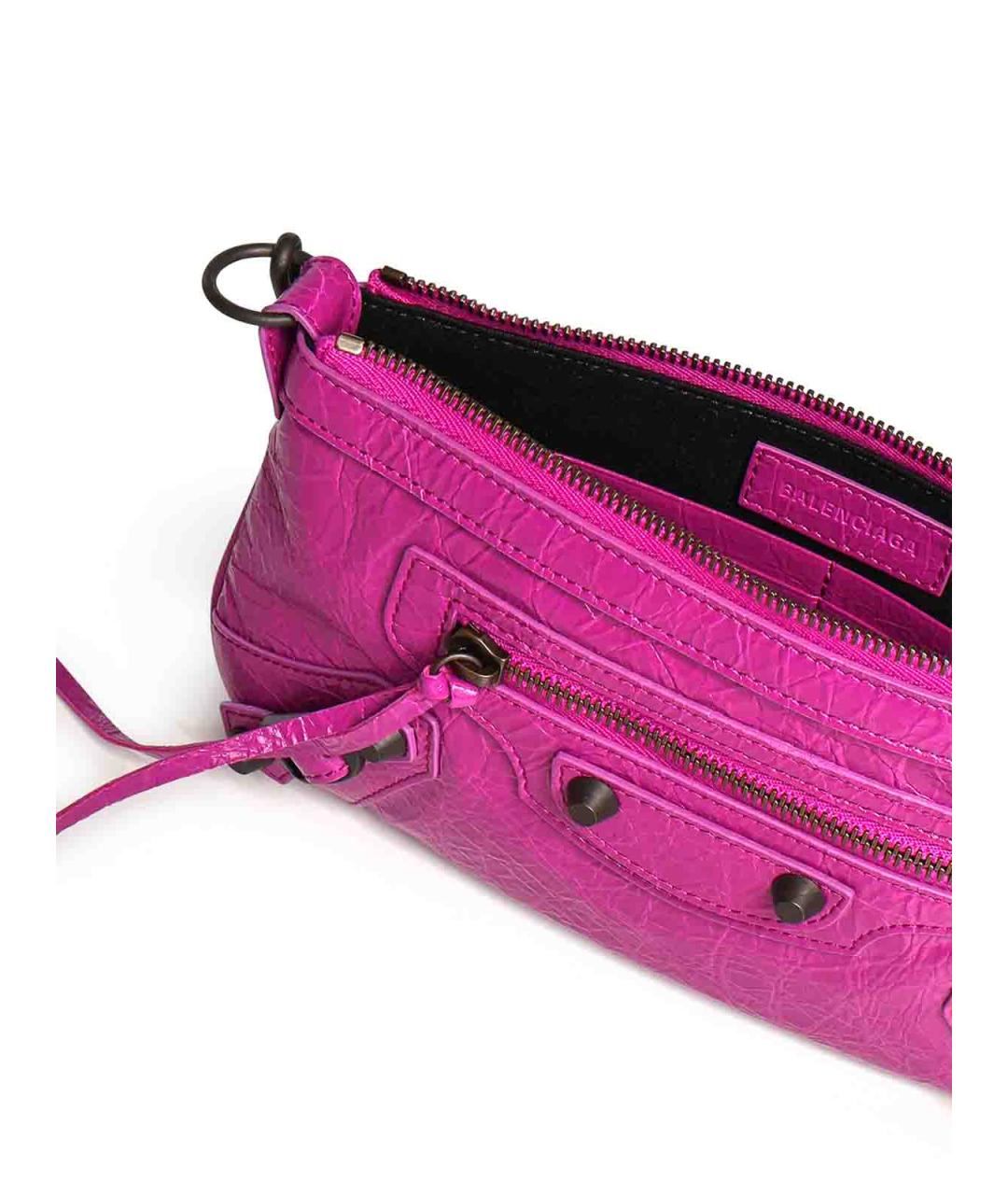 BALENCIAGA Фуксия кожаная сумка через плечо, фото 3