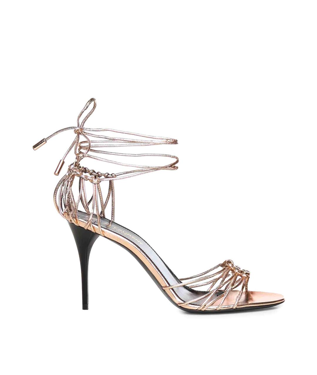 SAINT LAURENT Розовые кожаные босоножки, фото 1