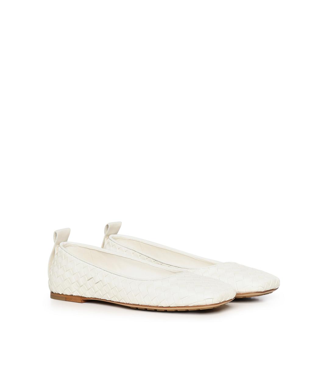 BOTTEGA VENETA Белые кожаные балетки, фото 4