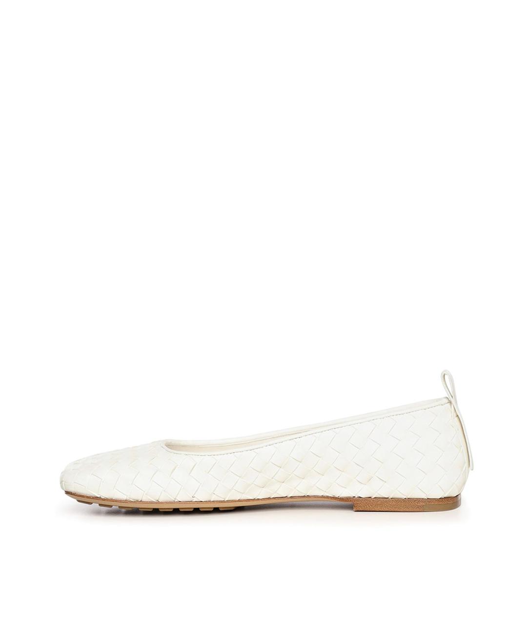 BOTTEGA VENETA Белые кожаные балетки, фото 3