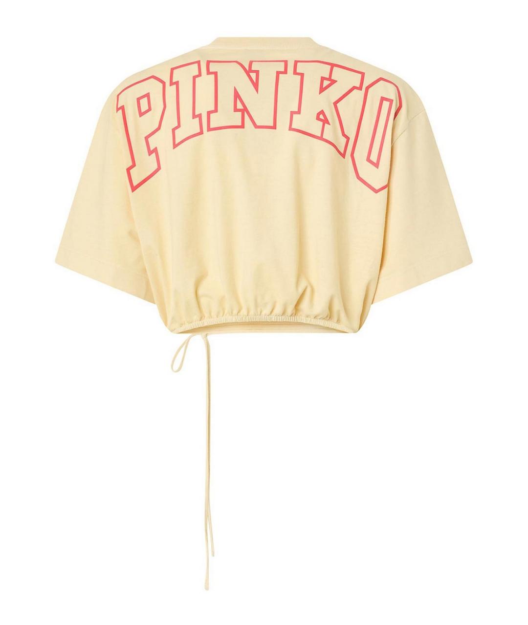 PINKO Желтая хлопковая футболка, фото 2