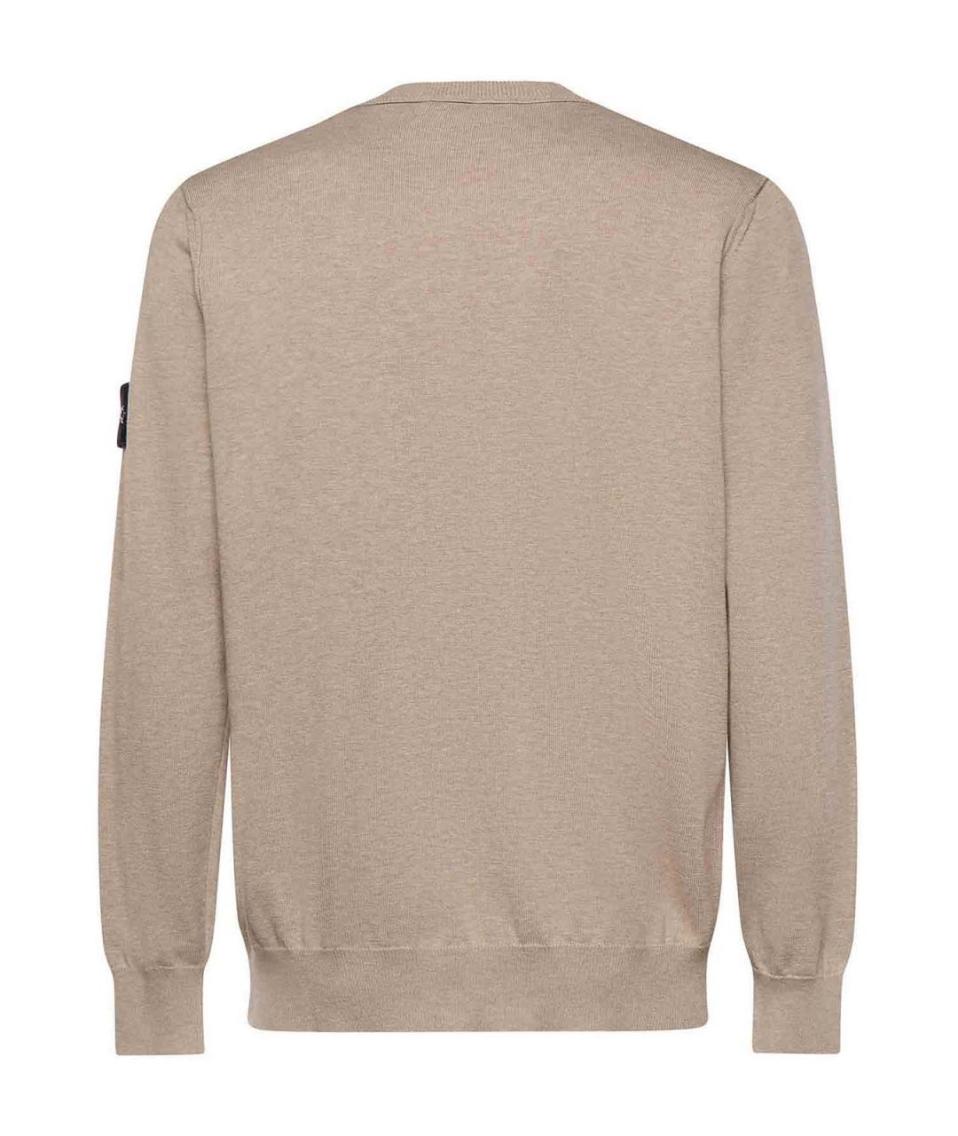 STONE ISLAND Бежевый хлопковый джемпер / свитер, фото 2