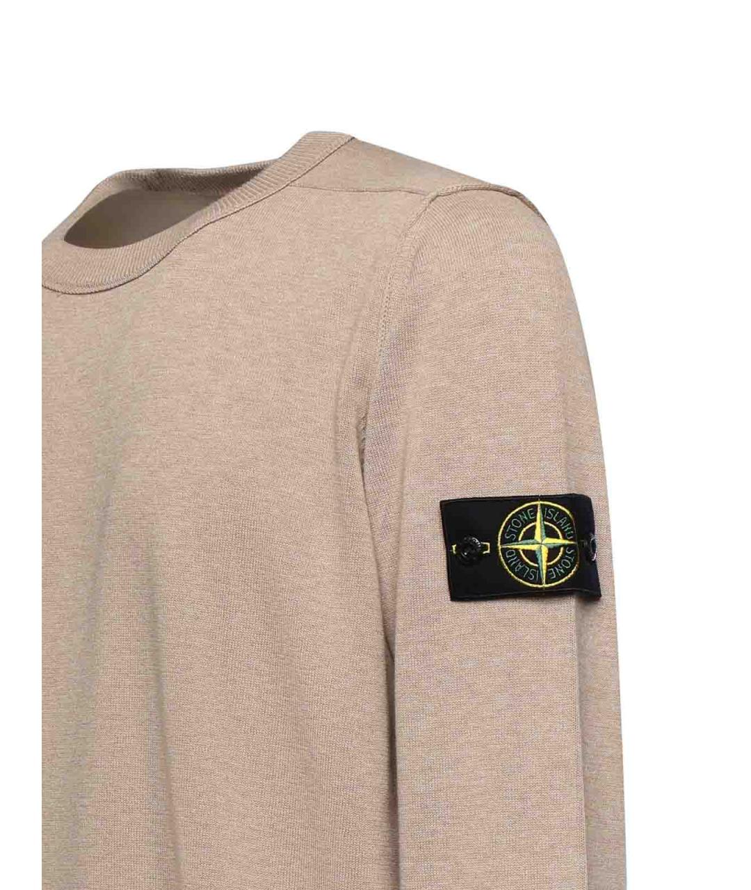 STONE ISLAND Бежевый хлопковый джемпер / свитер, фото 3