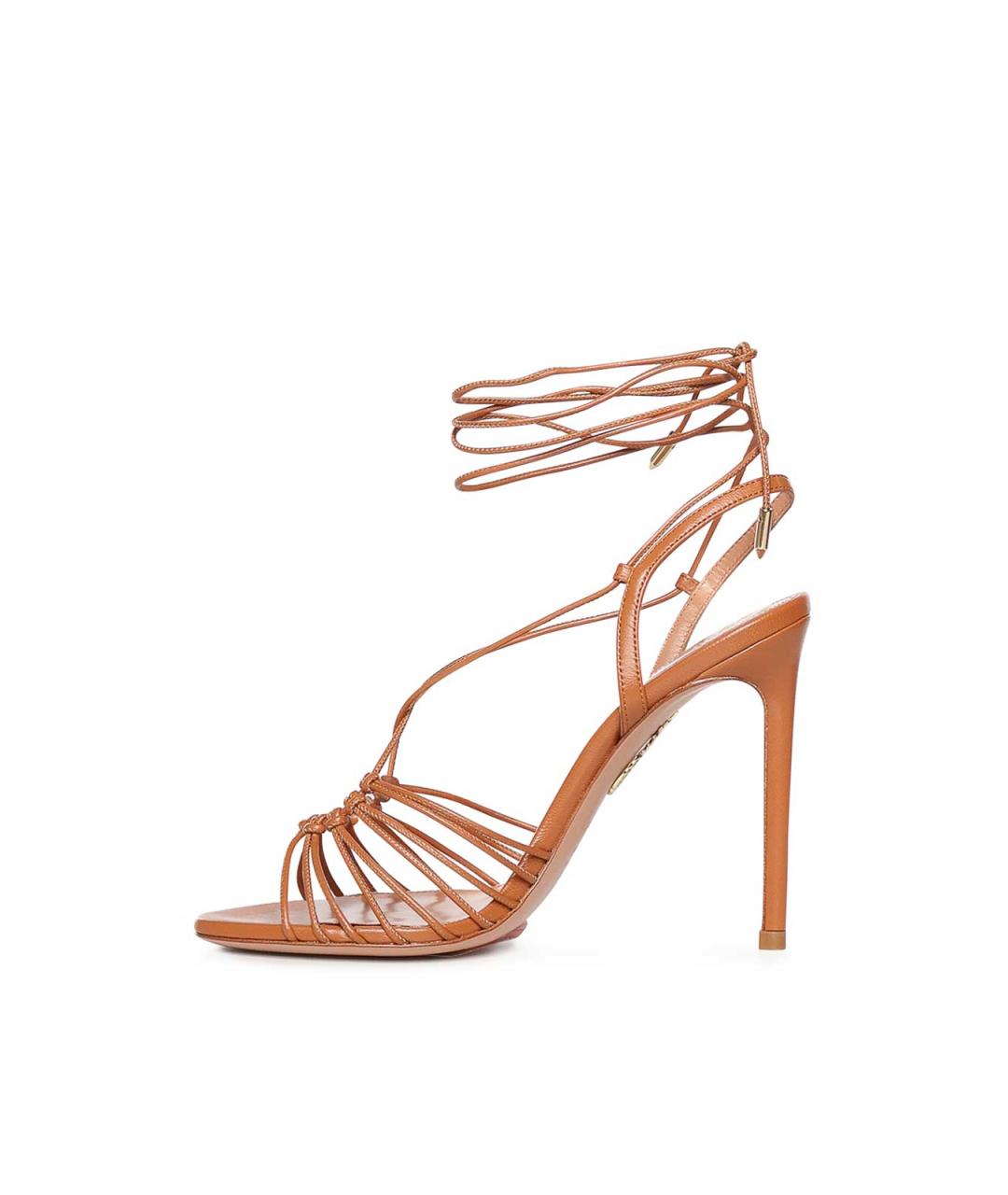 AQUAZZURA Коричневые кожаные босоножки, фото 3