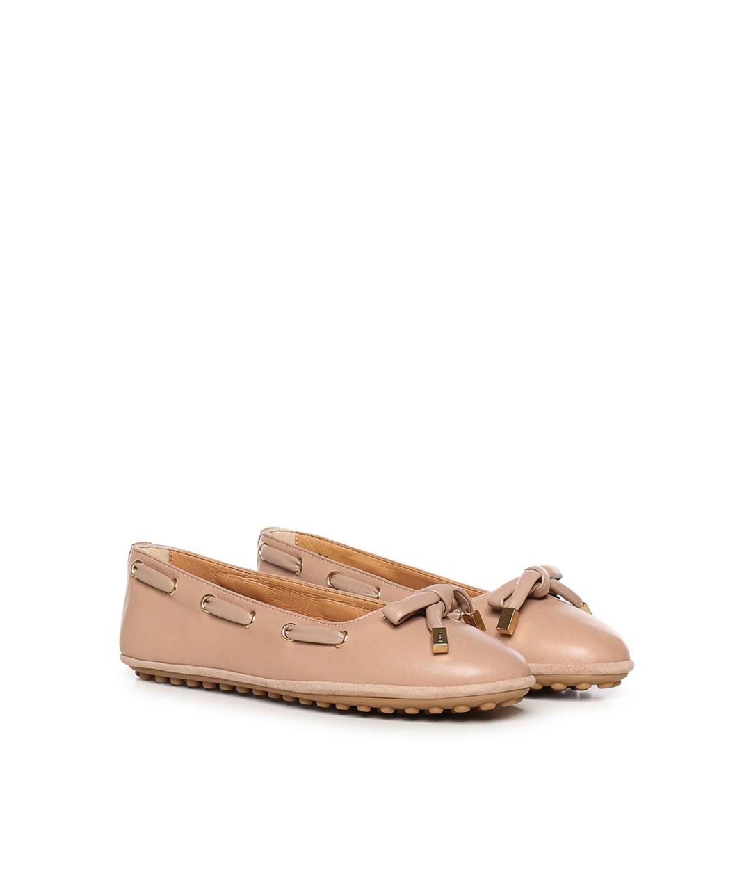 TOD'S Розовые кожаные балетки, фото 4