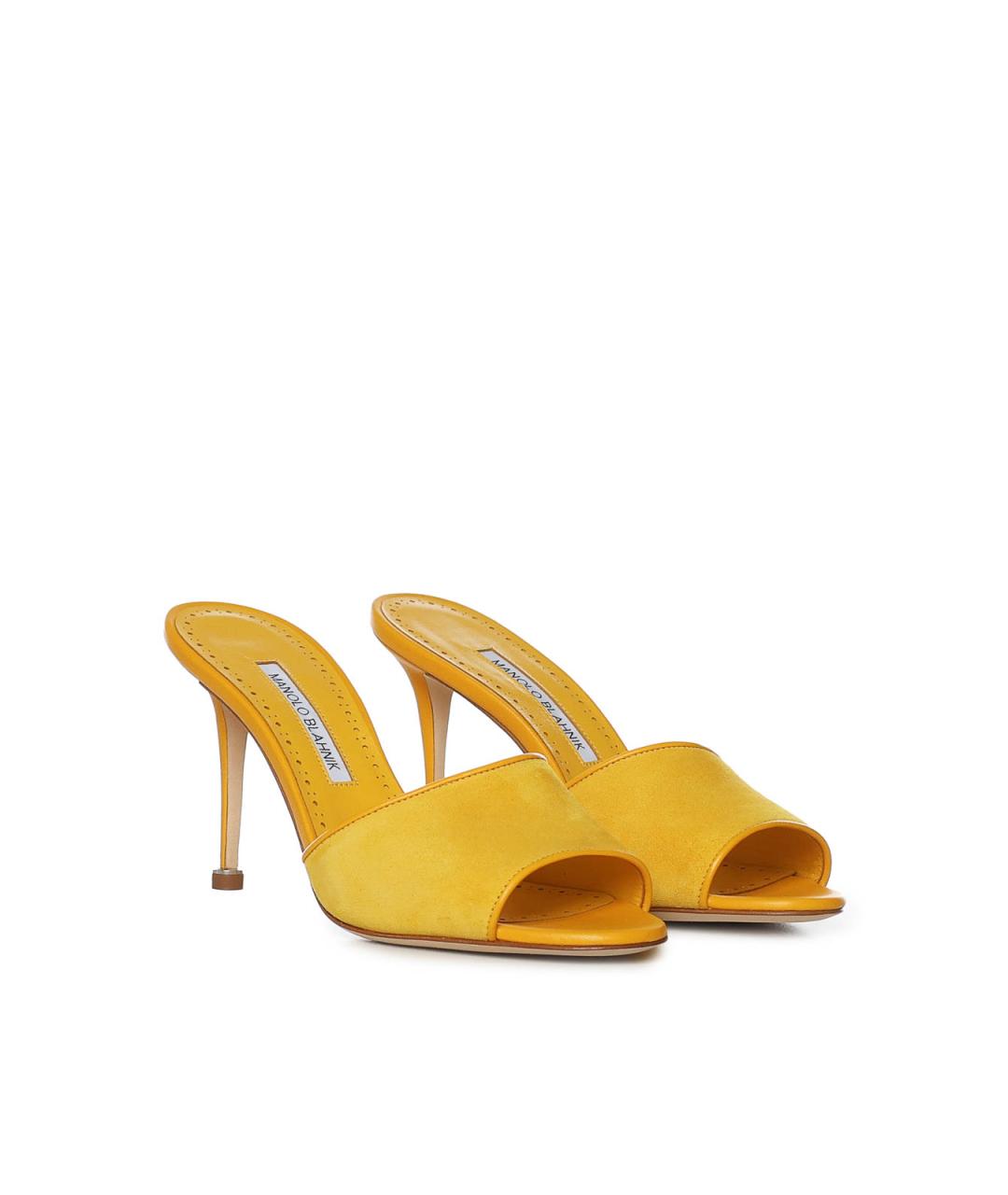 MANOLO BLAHNIK Желтые замшевые мюли, фото 4