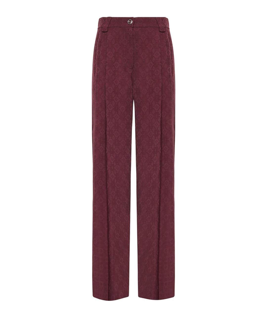 PINKO Бордовые вискозные прямые брюки, фото 1