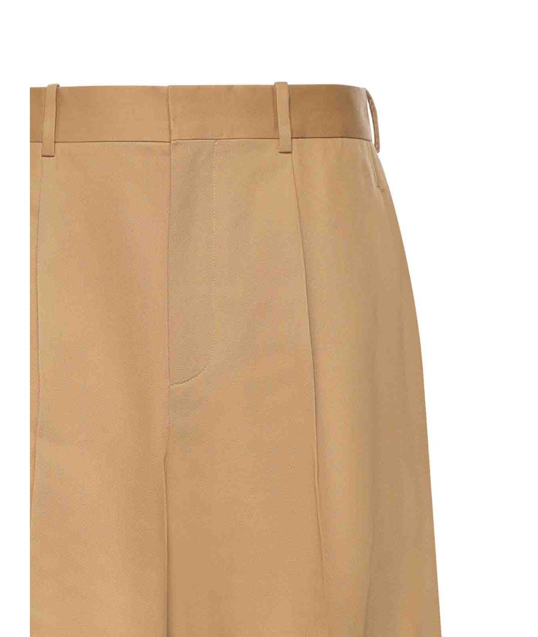 LOEWE Бежевые хлопковые повседневные брюки, фото 3