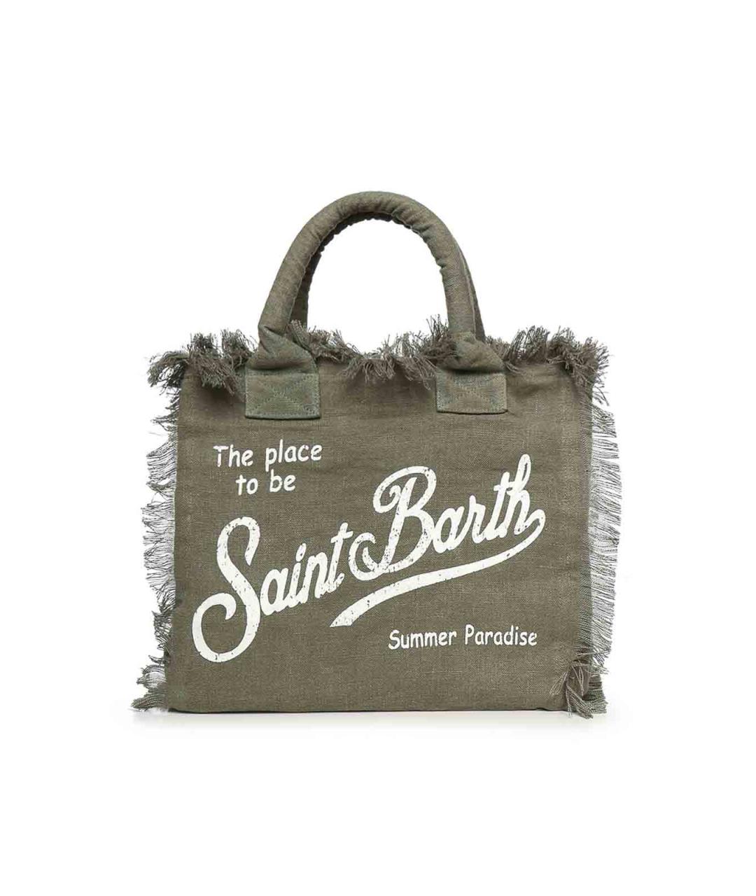 MC2 SAINT BARTH Зеленая льняная сумка тоут, фото 2
