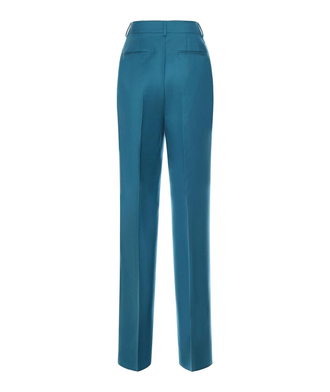 MAX MARA Голубые шерстяные прямые брюки, фото 2
