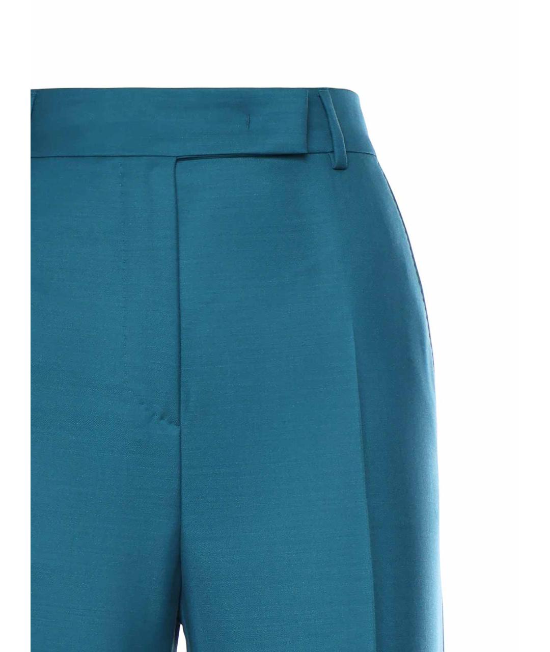 MAX MARA Голубые шерстяные прямые брюки, фото 3