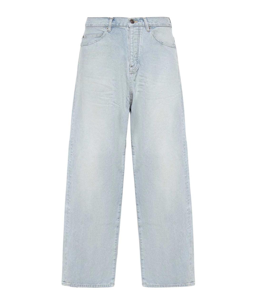 BALENCIAGA Голубые хлопковые прямые джинсы, фото 1