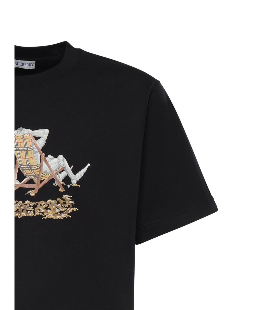 BURBERRY Черная хлопковая футболка, фото 3