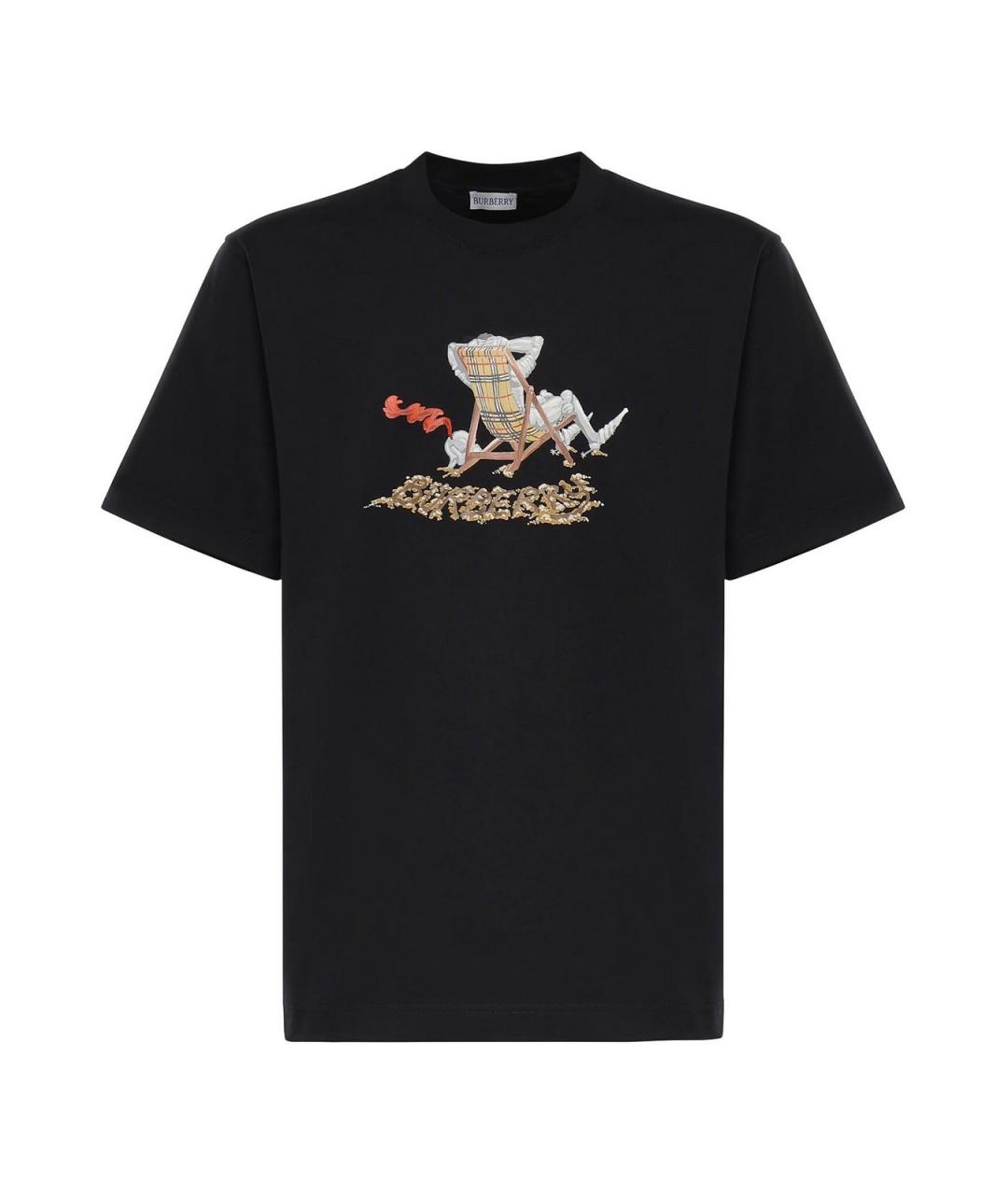 BURBERRY Черная хлопковая футболка, фото 1