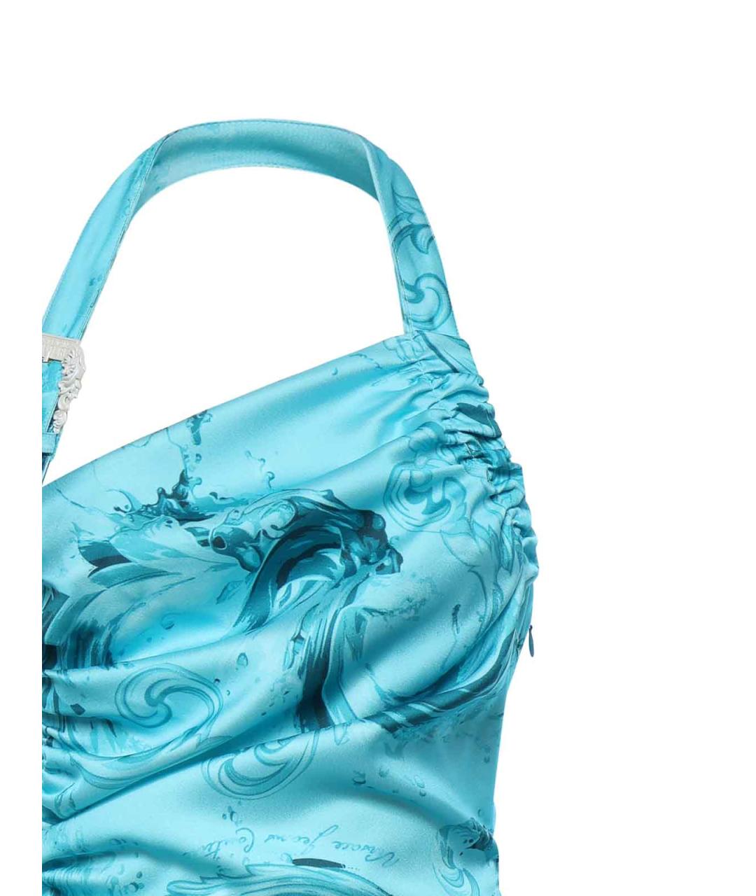 VERSACE JEANS COUTURE Голубое полиэстеровое повседневное платье, фото 3