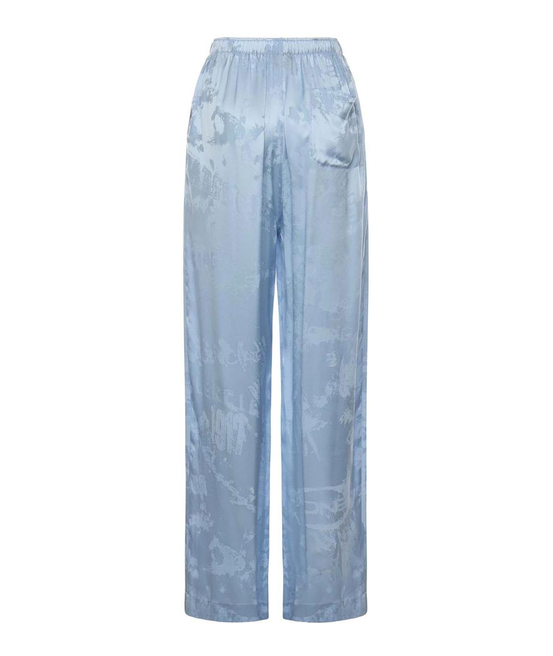 BALENCIAGA Голубые шелковые брюки широкие, фото 2