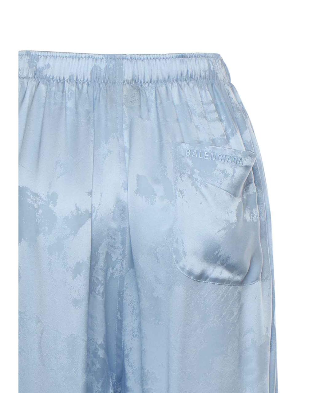 BALENCIAGA Голубые шелковые брюки широкие, фото 3
