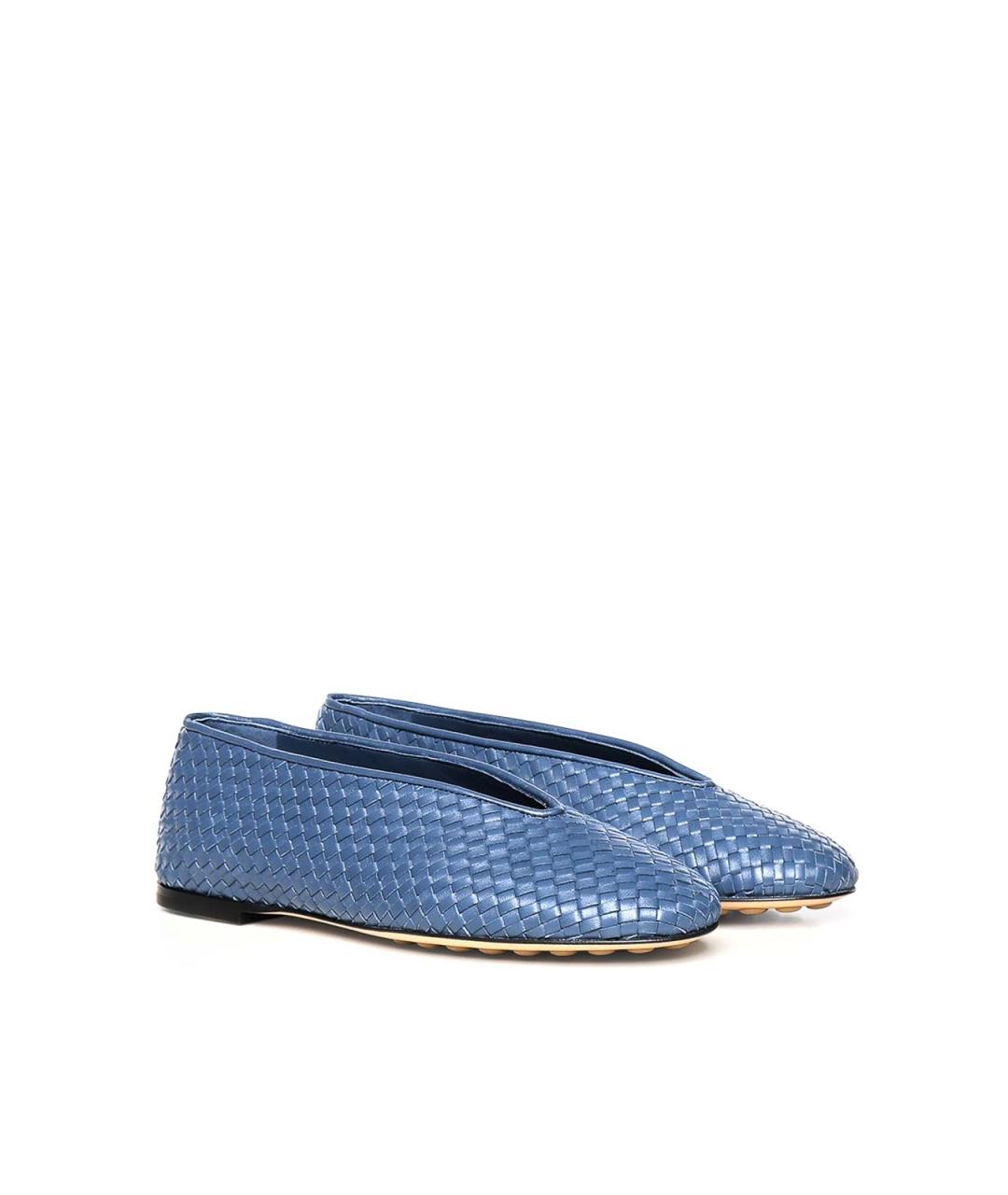 BOTTEGA VENETA Синие кожаные балетки, фото 4