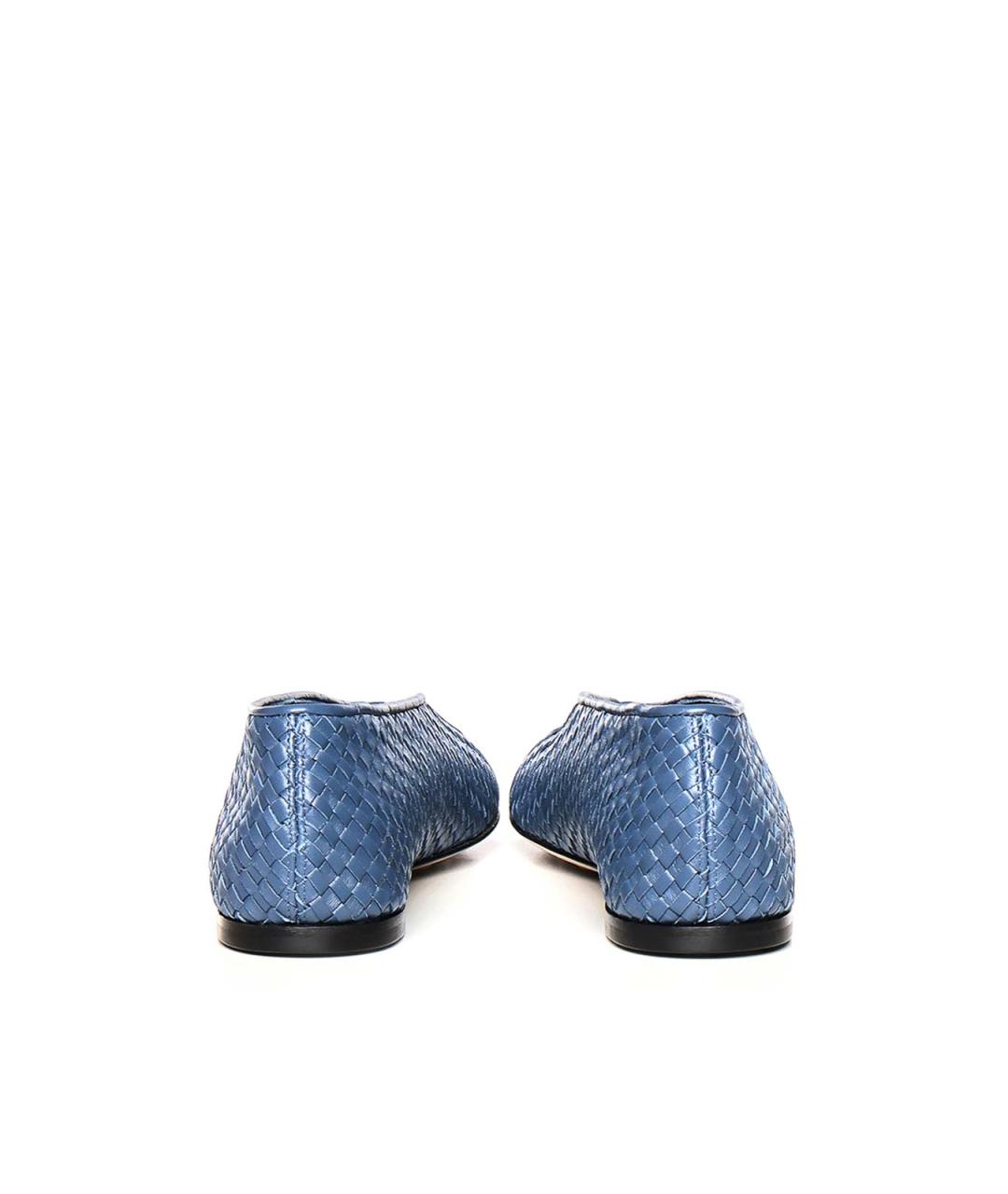 BOTTEGA VENETA Синие кожаные балетки, фото 2