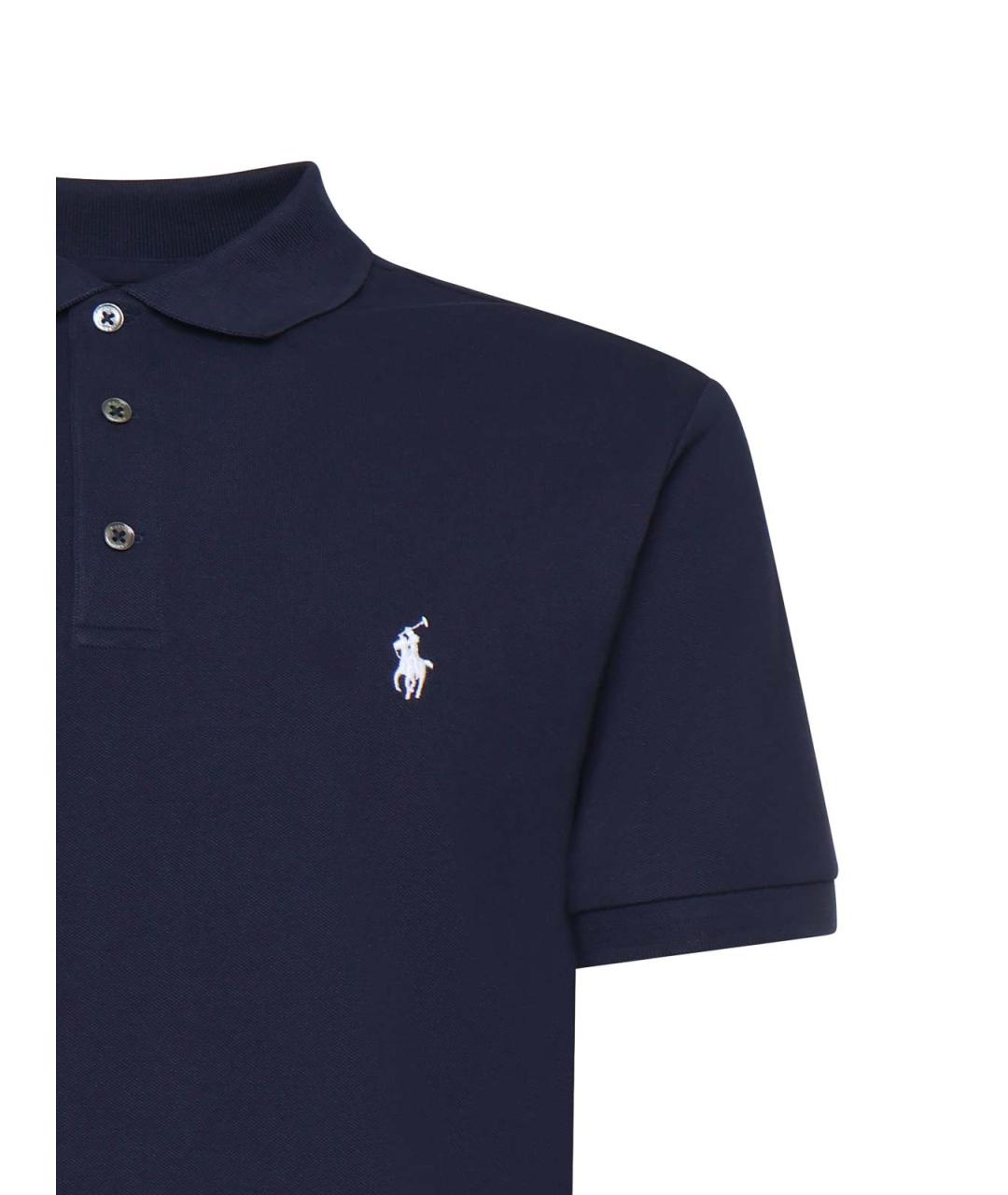 POLO RALPH LAUREN Синее хлопковое поло с коротким рукавом, фото 3