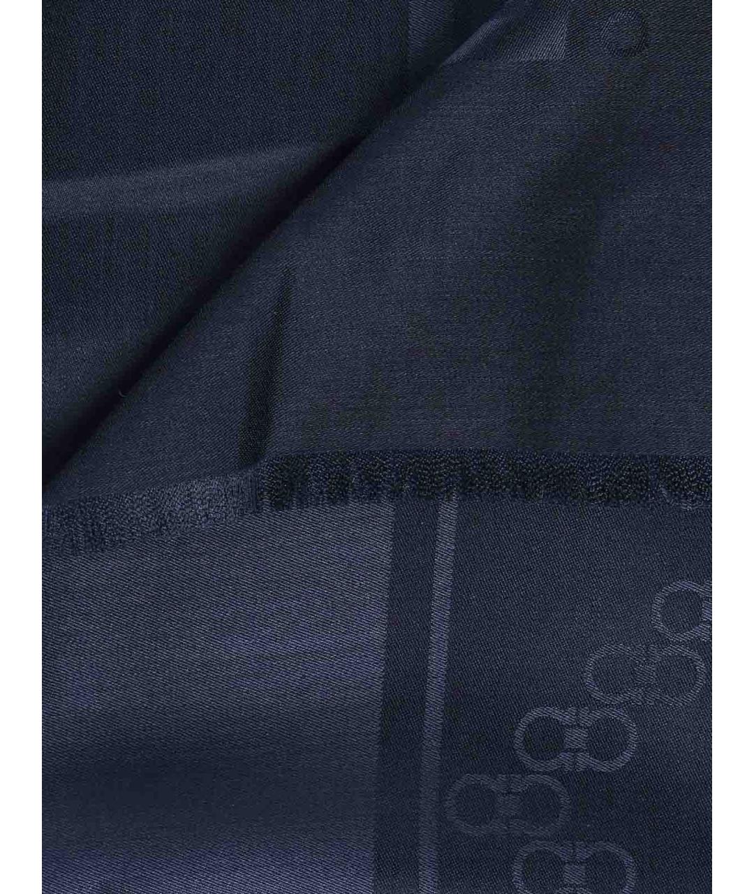 FERRAGAMO Синий шерстяной шарф, фото 3