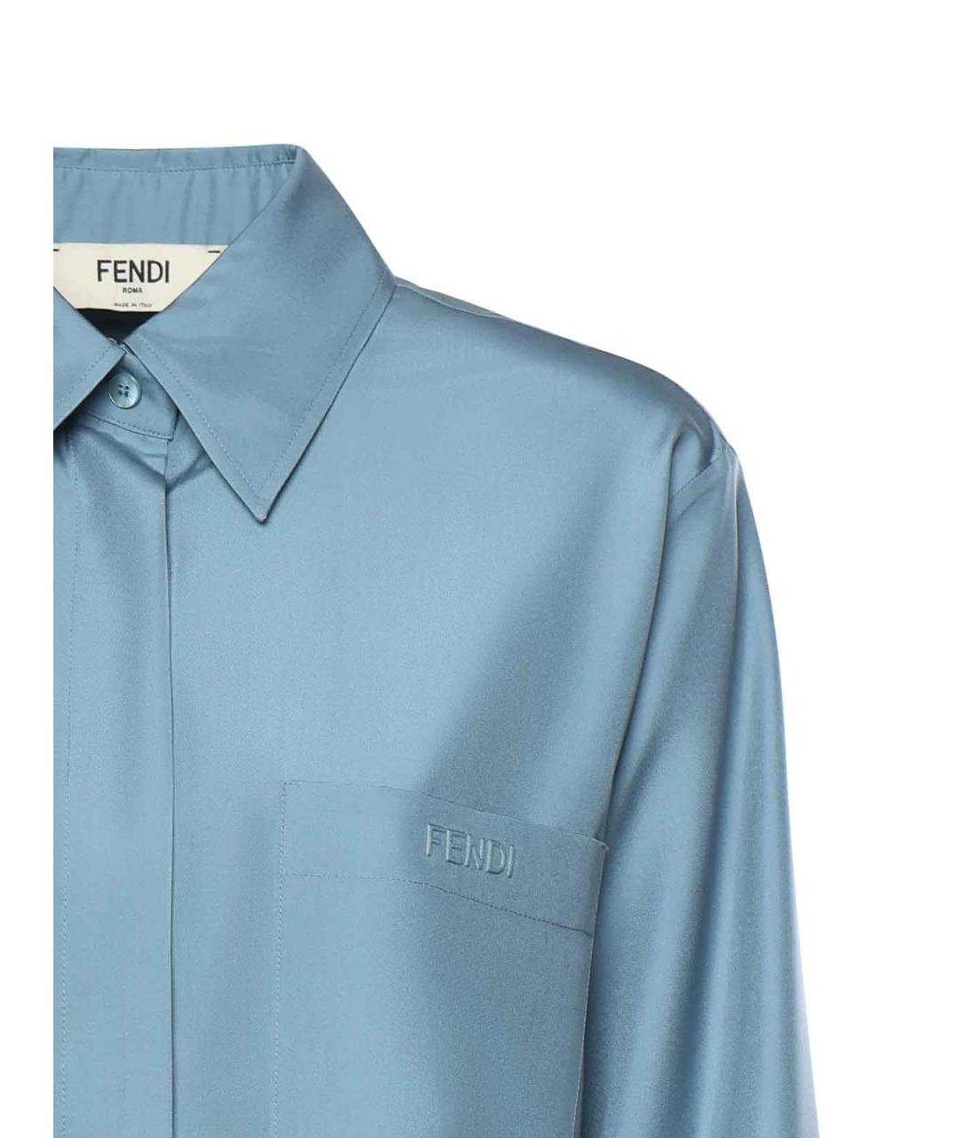 FENDI Синяя шелковая рубашка, фото 3