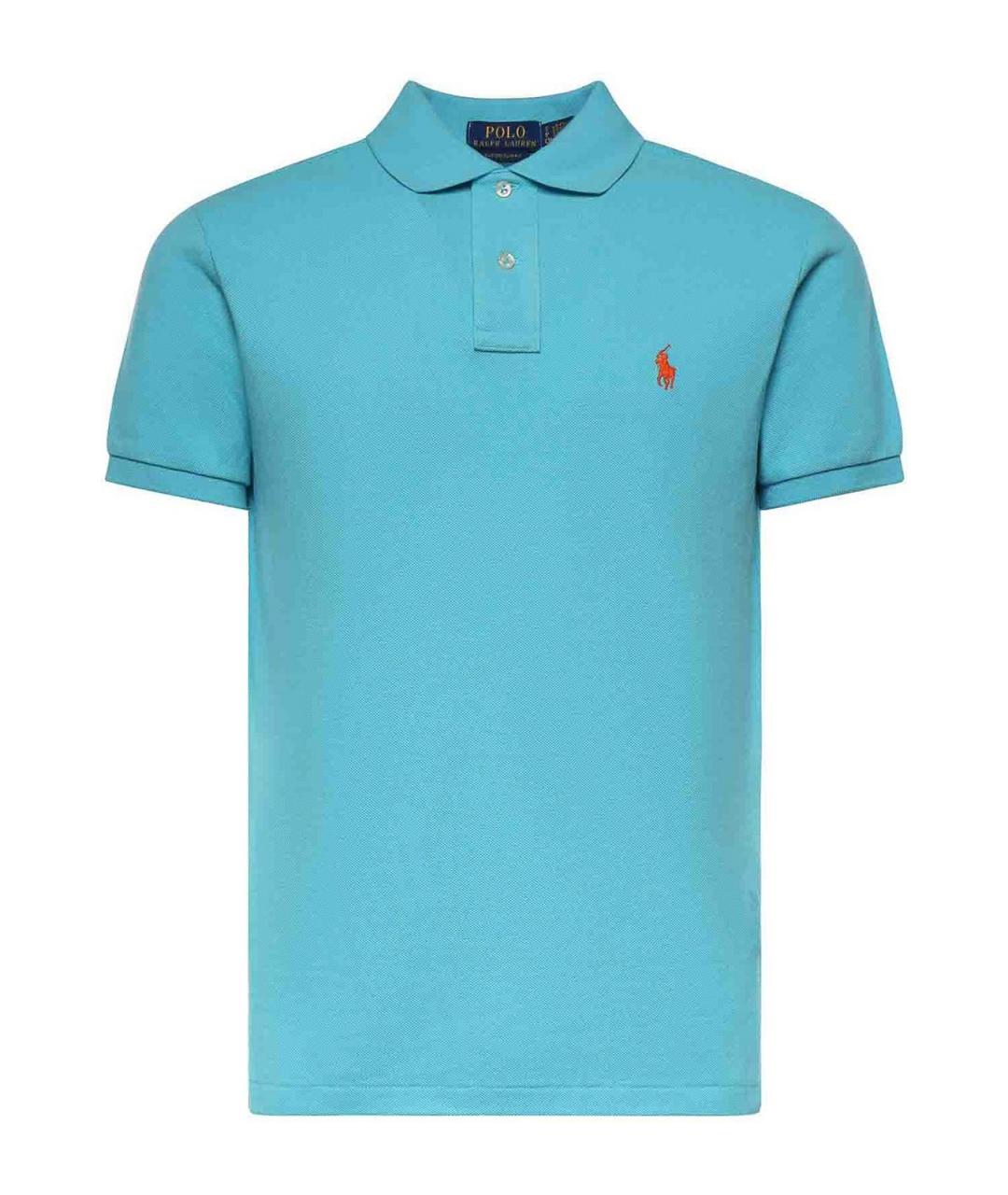 POLO RALPH LAUREN Бирюзовое хлопковое поло с коротким рукавом, фото 1