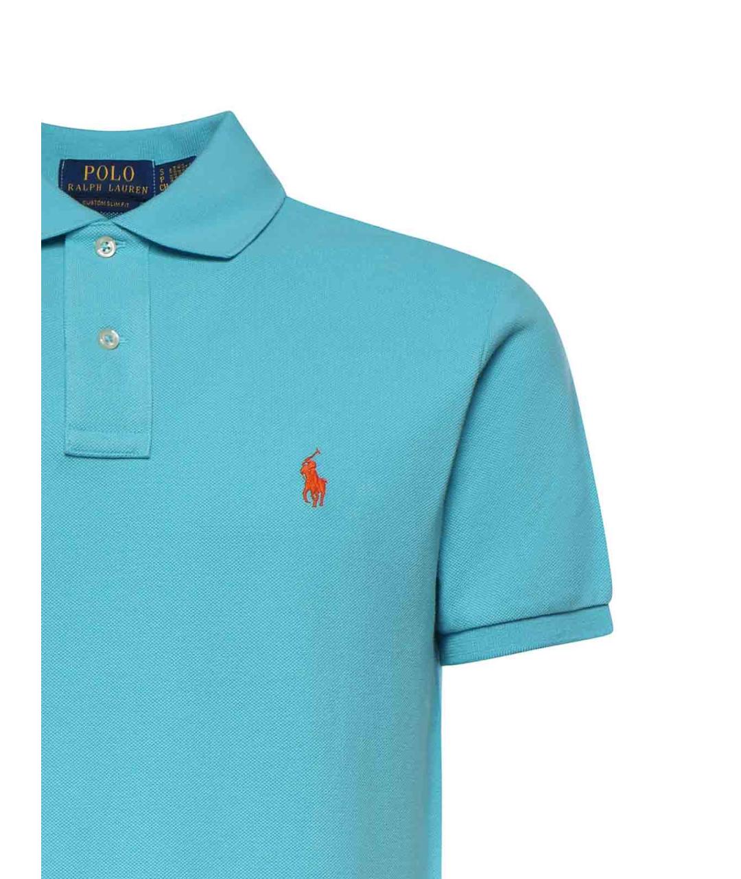 POLO RALPH LAUREN Бирюзовое хлопковое поло с коротким рукавом, фото 3